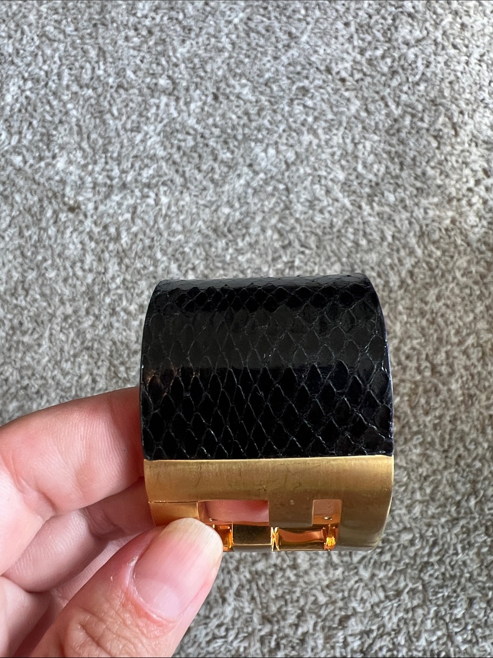 Fendi Zucca Snakeskin Leather Cuff Bracelet - Picture 7 of 11